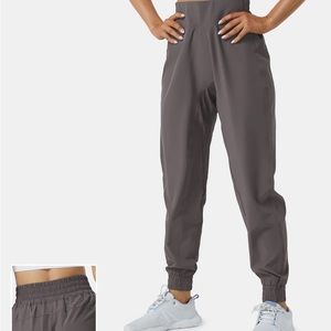 High Waisted Elastic Waistband Casual Joggers (Dark Grey / Size Large)